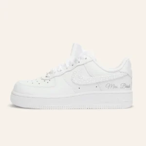 Pearl Classic bridal Air Force 1 wedding sneakers — freshwater pearls on the swoosh