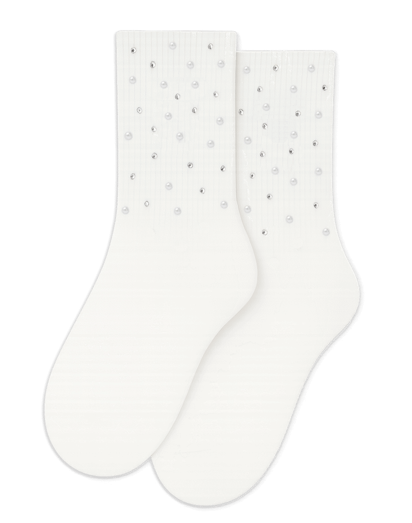 Custom Wedding Socks Mix of Pearls + Rhinestones