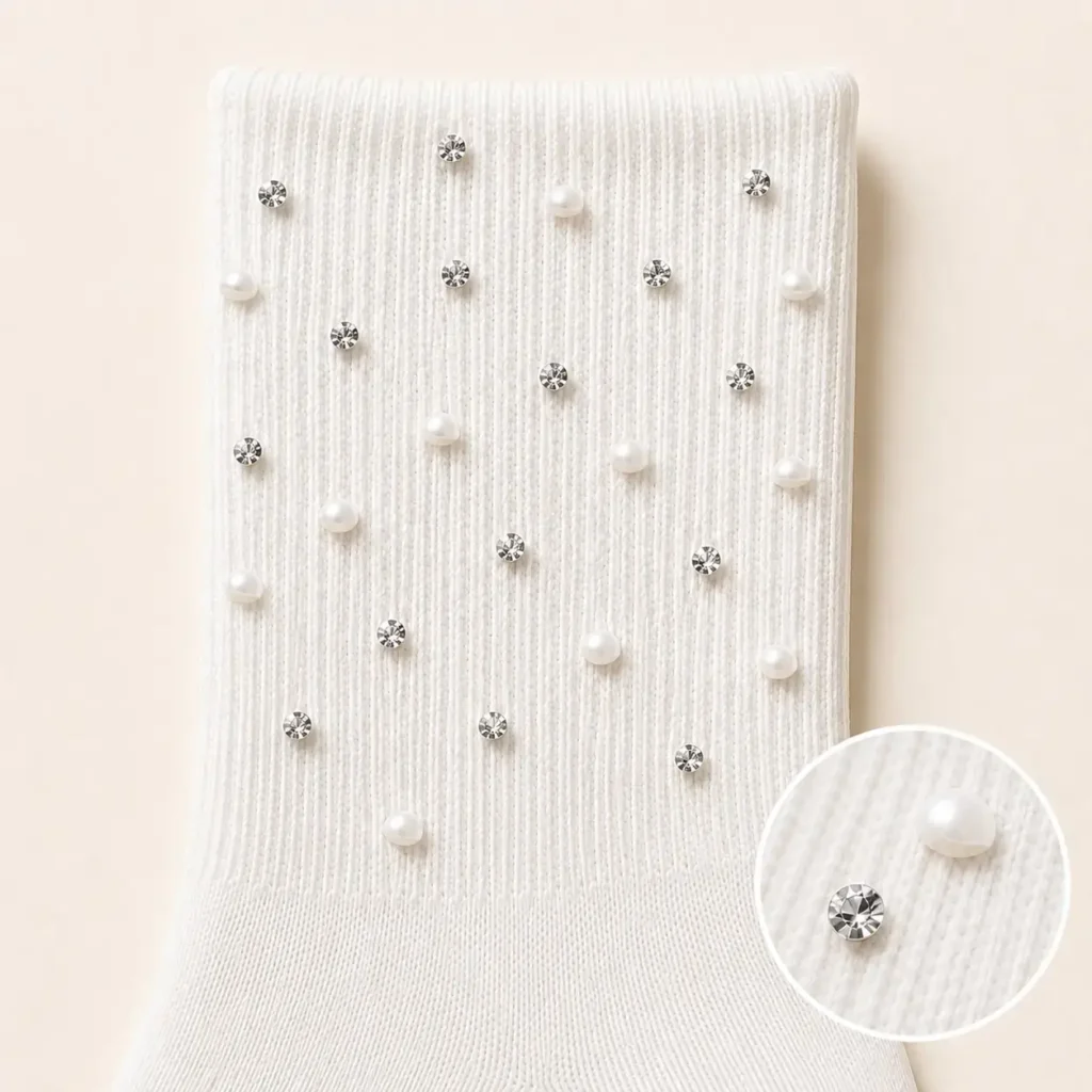 Custom Wedding Socks Mix of Pearls + Rhinestones