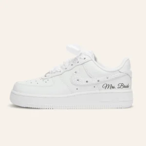 Pearl & Crystal Swoosh bridal Air Force 1 wedding sneakers