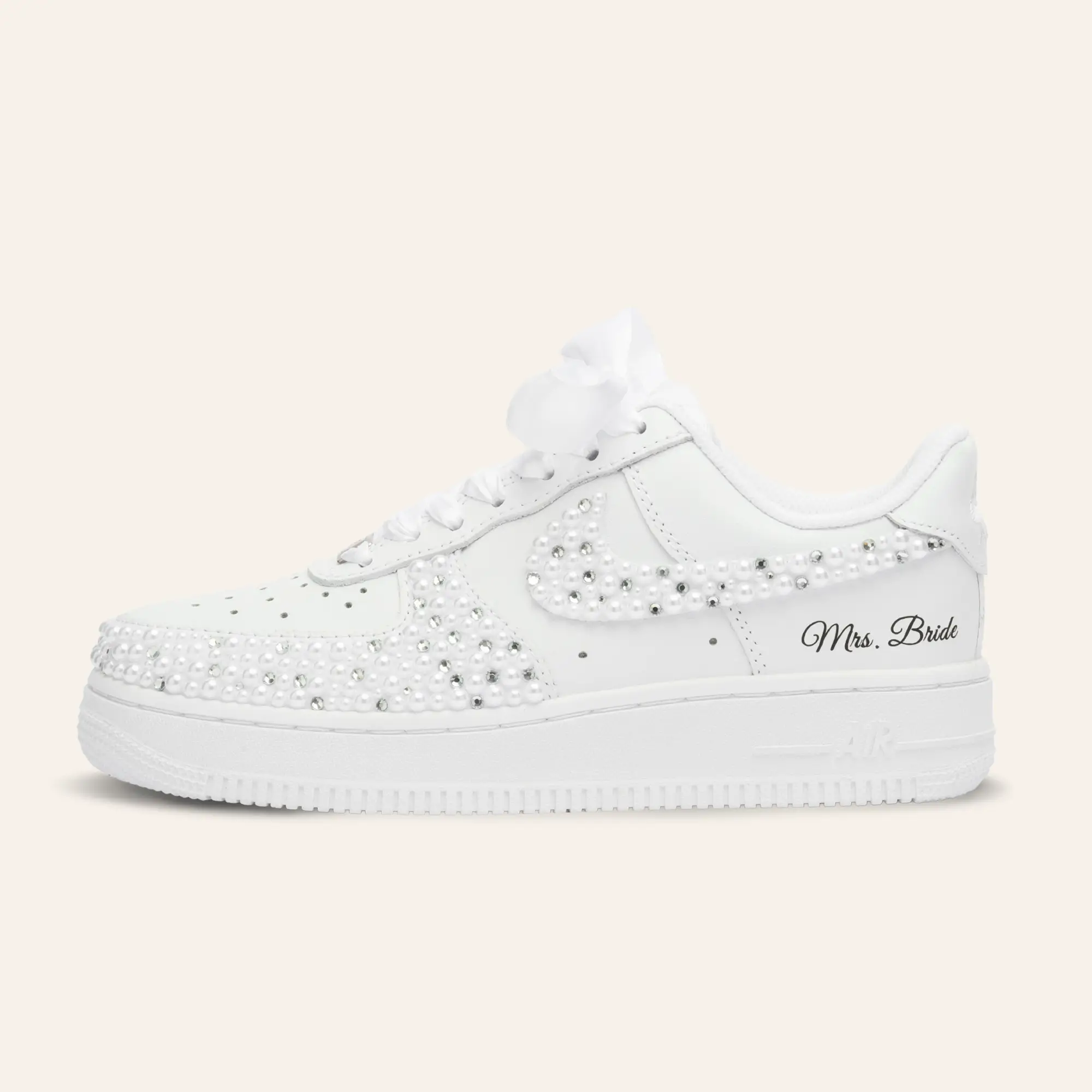 Full Pearl & Crystal bridal Air Force 1 wedding sneakers